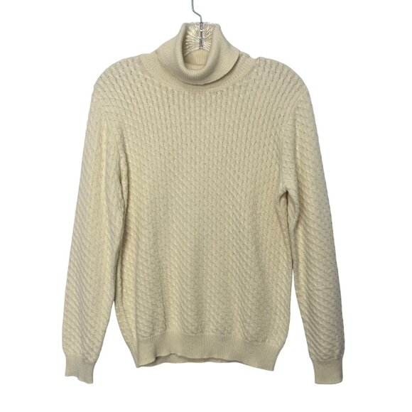 Cashmere Blend Turtleneck Sweater Womens Large Cream New WOT Canhcostier - Picture 1 of 8